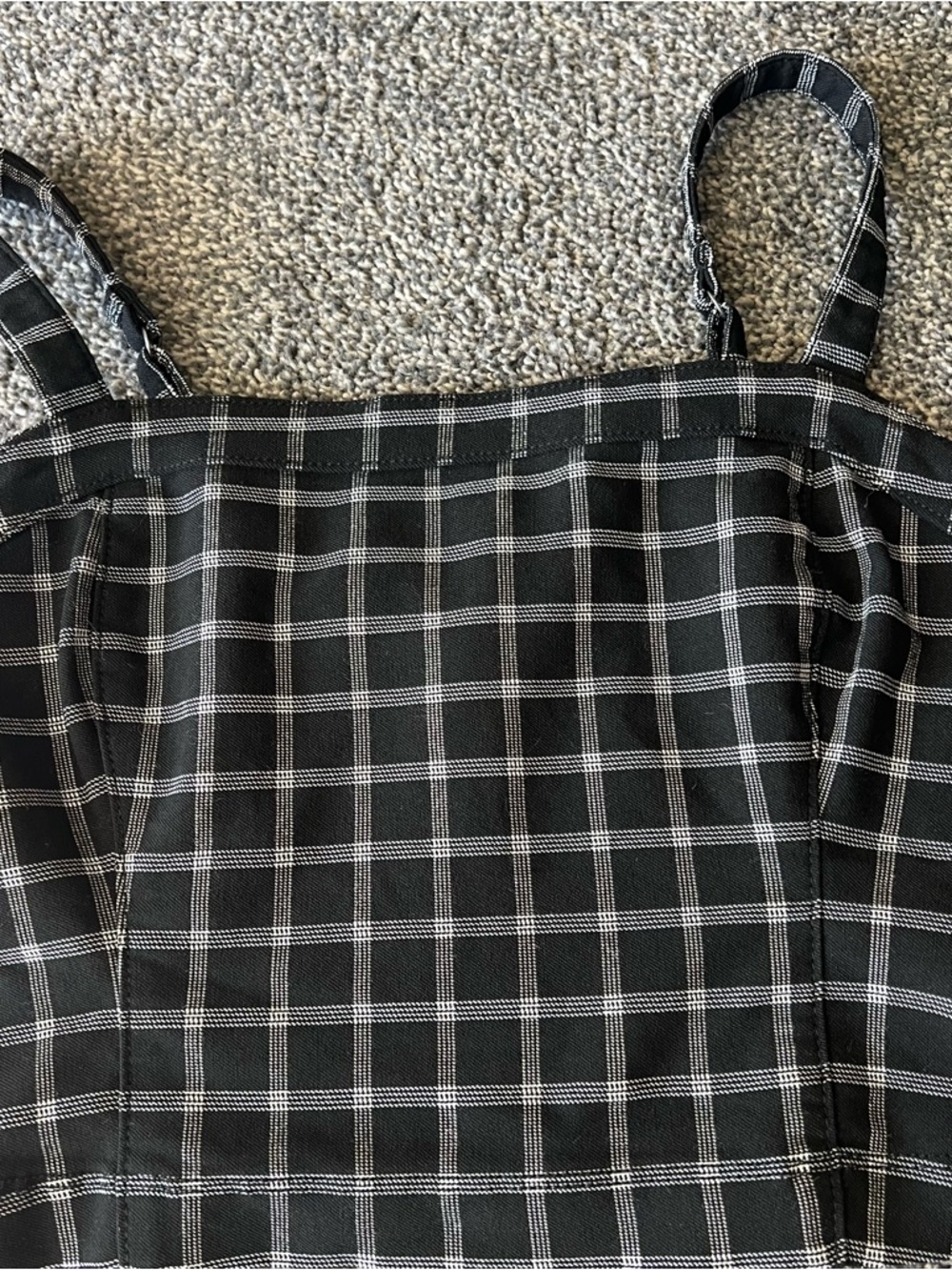 Hollister Black Plaid Square-Neck Crop Top - Picture 2 of 5